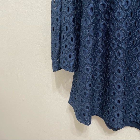 Ruby Rd. Blue Eyelet Overlay Blouse - Picture 10 of 10
